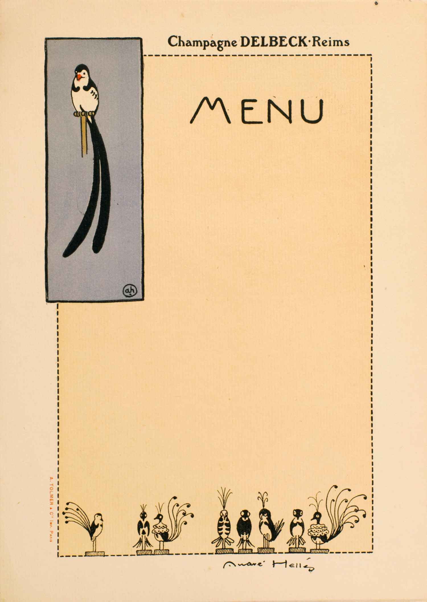 Menu 1 | André Hellé | Menu Illustré