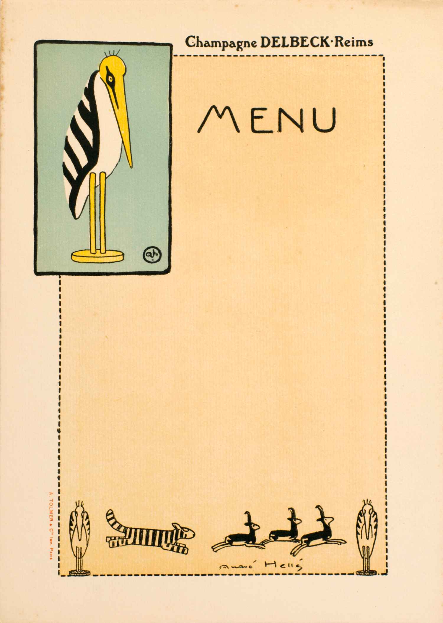 Menu 2 | André Hellé | Menu Illustré